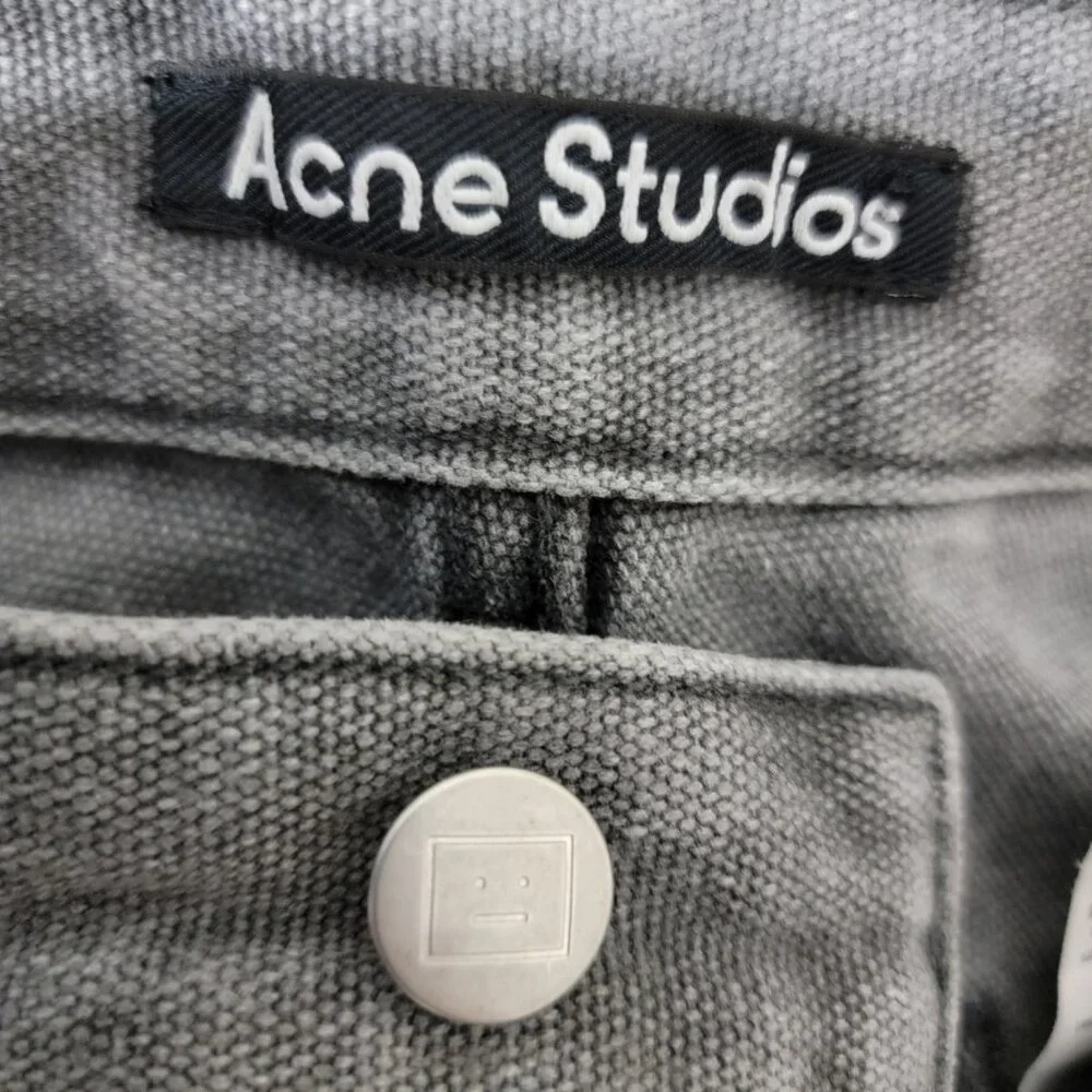 Acne Studios Palma Patch Canvas Work Pants in Carbon Grey XXS 28